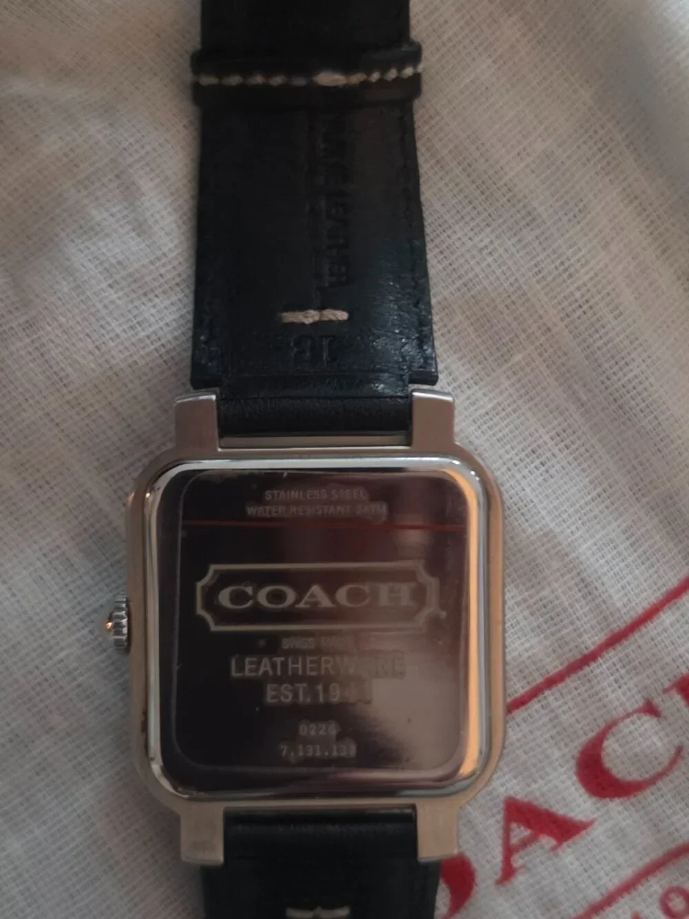 Coach Black Leather Silver Quartz Black Dial Men's Watch